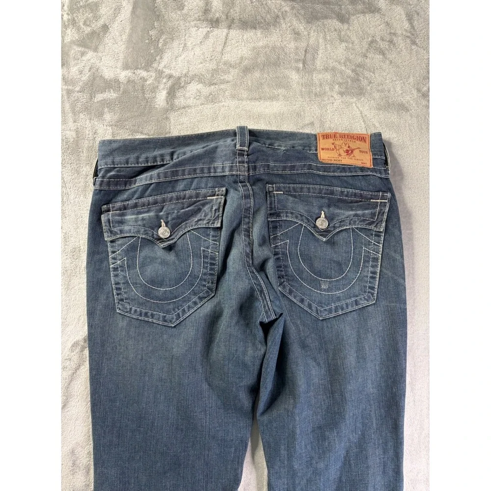 True Religion Ricky Men's Jeans Size 36 Blue Cotton Relaxed Straight USA Made